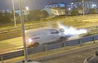 Alkollü sürücünün kullandığı araç bariyere ok gibi saplandı... O anlar kamerada