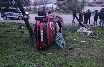 Balıkesir Çevre Yolu’nda takla atan otomobil yan yattı: 2 yaralı