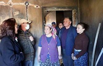 Başkan Aras Köksal yangında evleri hasar gören aileyi ziyaret etti