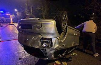 Beykoz’da otomobil takla attı: 2 yaralı