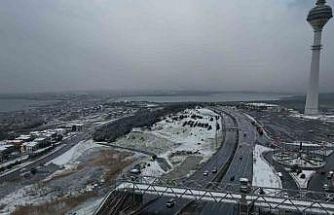 Beylikdüzü kar yağışı sonrası havadan görüntülendi