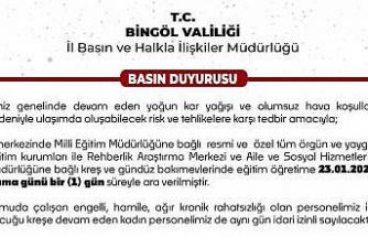 Bingöl’de eğitim kurumlarına kar tatili