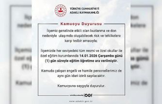 Bingöl’ün 3 ilçesinde eğitime 1 gün ara verildi