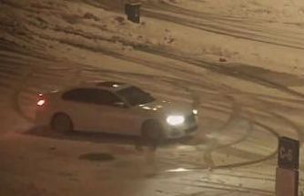 Bolu’da karla kaplı tesiste ‘drift’ keyfi pahalıya patladı