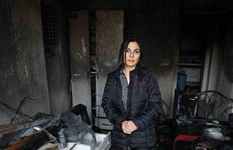 Depremde evi yıkılan ailenin yeni yuvası alev alev yandı