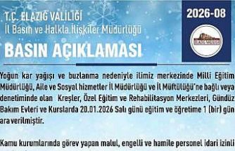 Elazığ’da rehabilitasyon ve bakımevi kurslarına 1 gün daha kar tatili