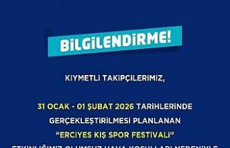 Erciyes Kış Spor Festivali’ne olumsuz hava engeli