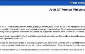 G7 ülkelerinden İran’a kınama: "Muhalefete yönelik baskının sürmesi halinde ek kısıtlayıcı tedbirler uygulamaya hazırız"