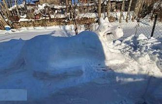 Hakkarili gençten kardan kangal köpeği figürü