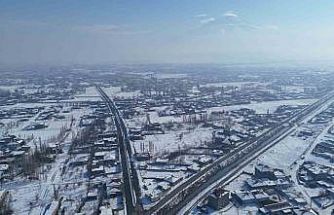 Iğdır’da kış güzelliği havadan görüntülendi