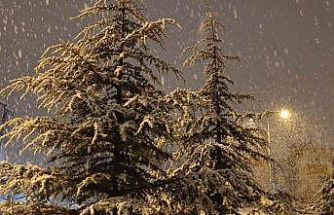 Kırşehir’de gece saatlerinde lapa lapa kar yağışı başladı