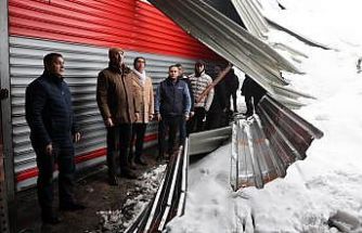 Mehmet Kuş, karda işyerleri zarar gören esnafla buluştu