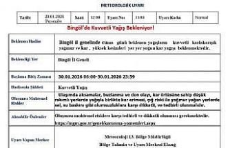 Meteorolojiden Bingöl için kuvvetli yağış uyarısı