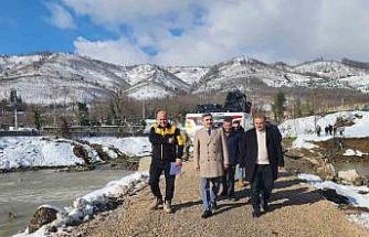 Nuhlar Köyü’nde geçici köprü çalışmaları yerinde incelendi