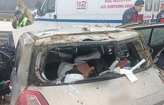 Takla atan otomobilin sürücüsü yaralandı