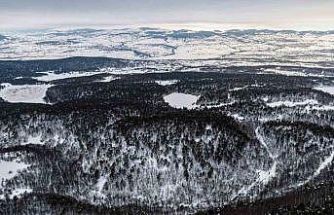 Tokat’taki Kurt Gölü’nün kış manzarası mest etti