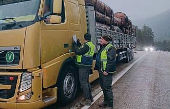 Yüklü araçlar tek tek kontrol edildi