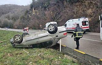 Zonguldak’ta takla atan otomobildeki 3 kişi yaralandı