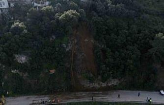 Bursa’da heyelan bölgesi temizlendi...Kayan bölge dron ile görüntülendi