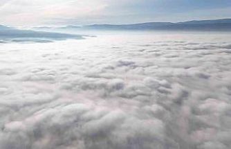 Düzce’nin üzerini kaplayan sis denizi havadan görüntülendi