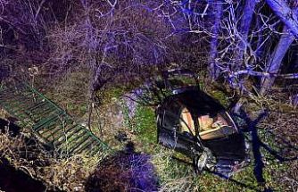 Ehliyetsiz sürücü 5 metrelik bahçe duvarından uçtu: 1 yaralı