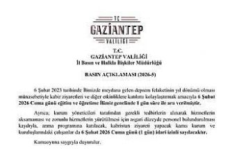 Gaziantep’te 6 Şubat’ta eğitime 1 gün ara verildi