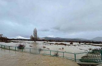 Gembos kanalı taştı, ekili alanlar suyla kaplandı
