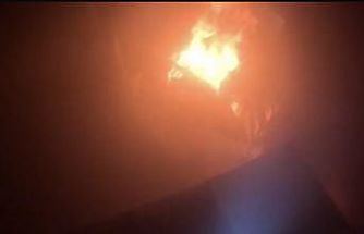 İtfaiye erlerinin ateşe verilen evi söndürme anları kask kamerasında