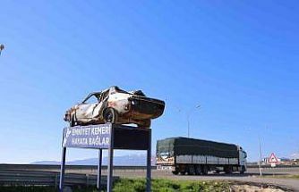 Kahramanmaraş’ta kaza yapmış araçlarla trafik farkındalığı oluşturuluyor