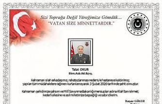 MSB, Bakım Astsubay Kıdemli Başçavuş Talat Okur’un şehit olduğunu açıkladı