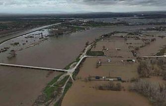 Tunca ve Meriç’te taşkın havadan görüntülendi