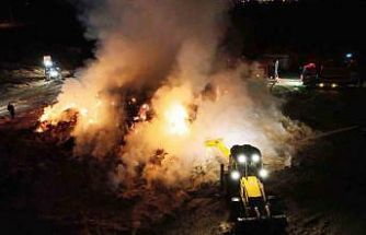 Aksaray’da tonlarca saman balyası alev alev yandı: o anlar dron kamerasında