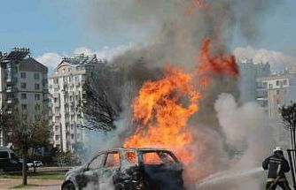 Alev topuna dönen araçtan kedisiyle birlikte son anda çıktı: Sahibinin omuzundan bir an olsun ayrılmadı