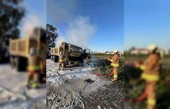 Arsuz’da kamyonet alevlere teslim oldu