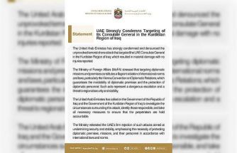 BAE, Irak Kürt Bölgesel Yönetimi’ndeki başkonsolosluğuna İHA saldırısı yapıldığını açıkladı: "Kınıyoruz"