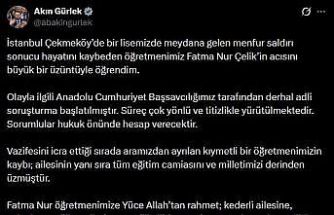 Bakan Gürlek: "(Öğretmen Fatma Nur Çelik) Olayla ilgili derhal adli soruşturma başlatılmıştır"