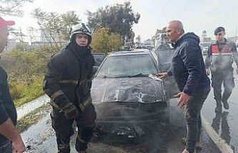 Bir hafta önce satın aldığı araç alev alev yandı