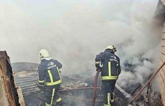 Erçiş’te ahır ve odunluk yangını