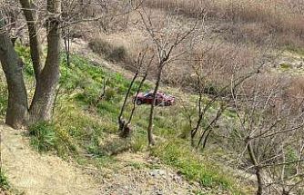 Frenine bakmak için indi, aracı gözlerinin önünde şarampole yuvarlandı