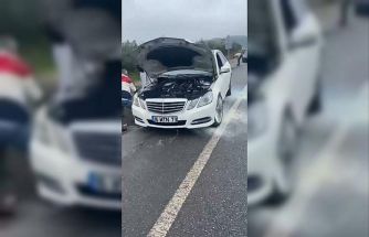 Lüks otomobil küle dönmeden söndürüldü