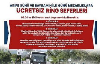 Mezarlıklara ücretsiz otobüs seferleri düzenlenecek