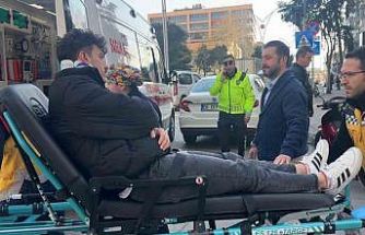 Otomobile çarpmamak isterken düşen motosiklet sürücüsü yaralandı