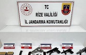 Rize’de ruhsatsız silah ve uyuşturucu operasyonu