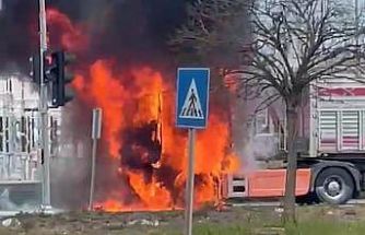 Samsun’da seyir halindeki tırın kupası alevlere teslim oldu