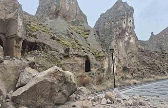 Soğanlı Vadisi’nde kaya koptu bölgede güvenlik önlemleri artırıldı