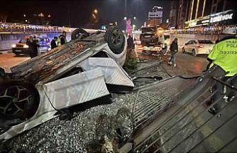 Takla atan araçlardan burunları dahi kanamadan çıktılar