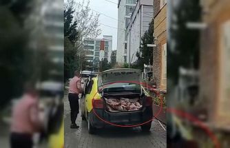 Taksinin bagajında uygunsuz şartlarda et sevkiyatı kameraya yansıdı