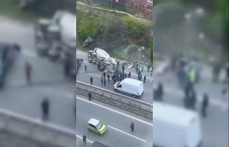 Ümraniye’de araca çarpan beton mikseri devrildi: 1 yaralı