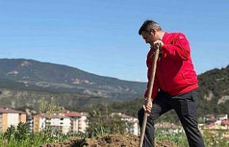 Başkan Çetinkaya bademin karşılığını emeğiyle ödedi