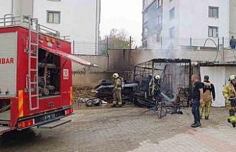 Depoda çıkan yangında tüp bomba gibi patladı